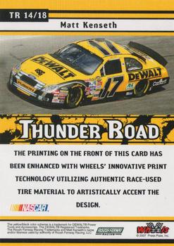 2007 Wheels American Thunder - Thunder Road #TR 14 Matt Kenseth Back