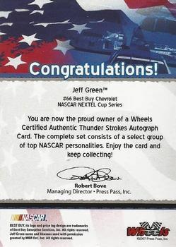 2007 Wheels American Thunder - Thunder Strokes #NNO Jeff Green Back
