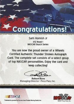 2007 Wheels American Thunder - Thunder Strokes #NNO Sam Hornish Jr. Back