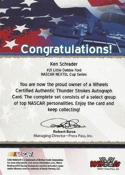 2007 Wheels American Thunder - Thunder Strokes #NNO Ken Schrader Back