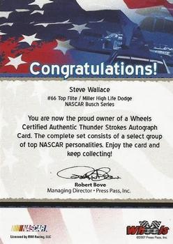 2007 Wheels American Thunder - Thunder Strokes #NNO Steve Wallace Back