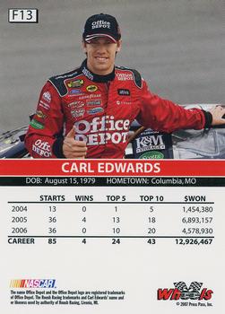 2007 Wheels High Gear - Final Standings Gold #F 13 Carl Edwards Back