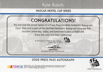 2008 Press Pass - Autographs #NNO Kyle Busch Back