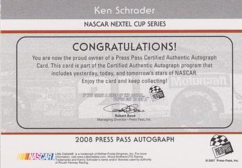 2008 Press Pass - Autographs #NNO Ken Schrader Back