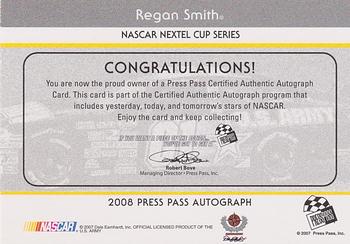 2008 Press Pass - Autographs #NNO Regan Smith Back