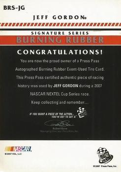 2008 Press Pass - Burning Rubber Autographs #BRS-JG Jeff Gordon Back
