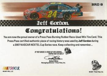 2008 Press Pass - Burning Rubber Drivers #BRD 8 Jeff Gordon Back