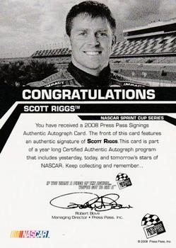 2008 Press Pass - Signings #NNO Scott Riggs Back