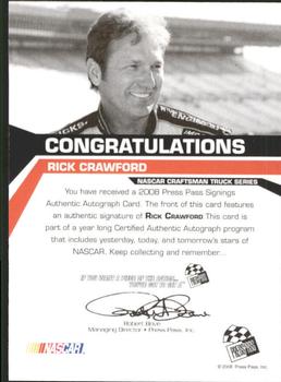 2008 Press Pass - Signings #NNO Rick Crawford Back