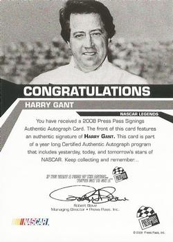 2008 Press Pass - Signings #NNO Harry Gant Back