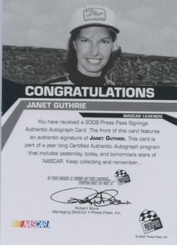 2008 Press Pass - Signings #NNO Janet Guthrie Back