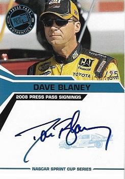 2008 Press Pass - Signings Blue #NNO Dave Blaney Front