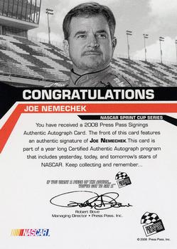 2008 Press Pass - Signings Blue #NNO Joe Nemechek Back