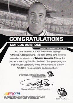 2008 Press Pass - Signings Silver #NNO Marcos Ambrose Back