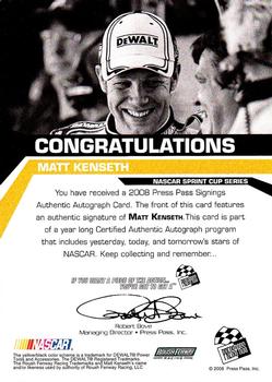 2008 Press Pass - Signings Silver #NNO Matt Kenseth Back