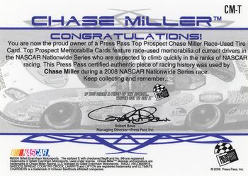2008 Press Pass - Top Prospects Tires #CM-T Chase Miller Back