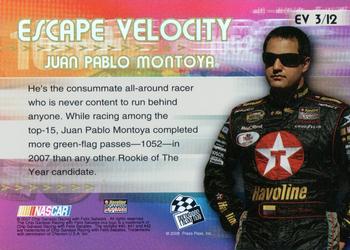 2008 Press Pass Eclipse - Escape Velocity #EV 3 Juan Pablo Montoya Back
