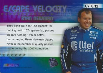 2008 Press Pass Eclipse - Escape Velocity #EV 8 Ryan Newman Back