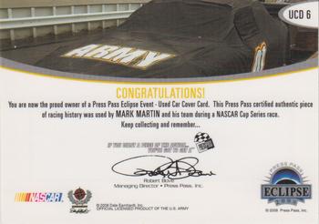 2008 Press Pass Eclipse - Under Cover Drivers NASCAR #UCD 6 Mark Martin Back