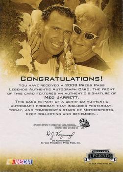 2008 Press Pass Legends - Autographs Black Inscriptions #NNO Ned Jarrett/2-Time NASCAR Cup Champion Back