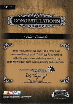 2008 Press Pass Legends - Racing Artifacts Firesuit Bronze #AK-F Alan Kulwicki Back