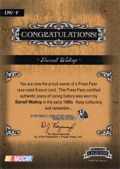 2008 Press Pass Legends - Racing Artifacts Firesuit Bronze #DW-F Darrell Waltrip Back