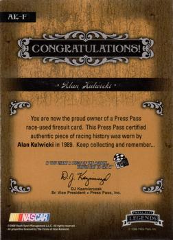 2008 Press Pass Legends - Racing Artifacts Firesuit Patch #AK-F Alan Kulwicki Back