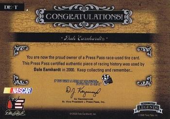 2008 Press Pass Legends - Racing Artifacts Tire Silver #DE-T Dale Earnhardt Back