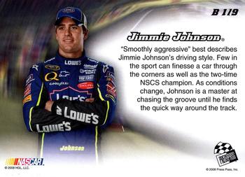 2008 Press Pass Speedway - Blur #B 1 Jimmie Johnson Back