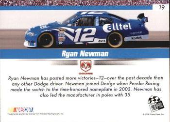 2008 Press Pass Speedway - Gold #19 Ryan Newman Back