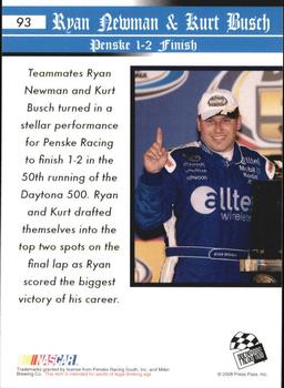 2008 Press Pass Speedway - Gold #93 Ryan Newman's Car/Kurt Busch's Car Back