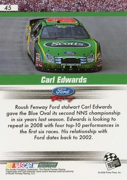 2008 Press Pass Speedway - Red #45 Carl Edwards Back