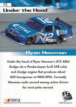 2008 Press Pass Speedway - Red #72 Ryan Newman Back