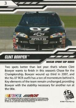 2008 Press Pass Stealth #3 Clint Bowyer Back