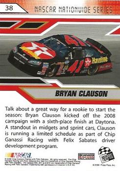 2008 Press Pass Stealth #38 Bryan Clauson Back