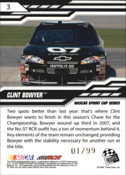 2008 Press Pass Stealth - Exclusives Gold #3 Clint Bowyer Back