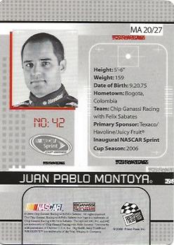 2008 Press Pass Stealth - Maximum Access #MA 20 Juan Pablo Montoya Back