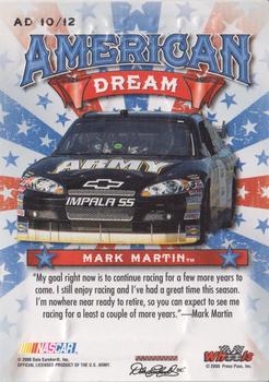 2008 Wheels American Thunder - American Dream #AD 10 Mark Martin Back