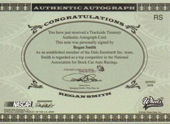 2008 Wheels American Thunder - Trackside Treasury Autographs Gold #RS Regan Smith Back