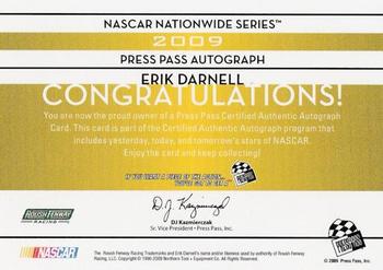 2009 Press Pass - Autograph Gold #NNO Erik Darnell Back