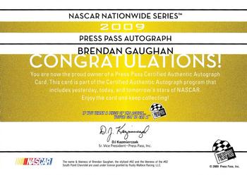 2009 Press Pass - Autograph Gold #NNO Brendan Gaughan Back