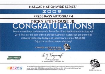 2009 Press Pass - Autograph Gold #NNO Ricky Stenhouse Jr. Back