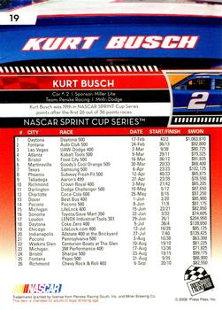2009 Press Pass - Blue #19 Kurt Busch Back