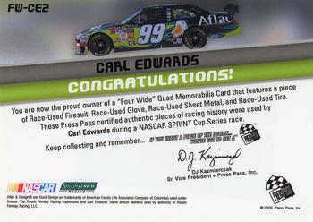 2009 Press Pass - Four Wide Tire #FW-CE2 Carl Edwards Back