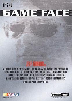 2009 Press Pass - Game Face #GF 2 Jeff Gordon Back