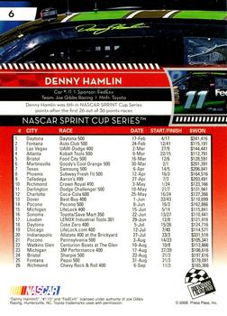 2009 Press Pass - Gold #6 Denny Hamlin Back