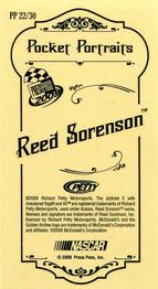 2009 Press Pass - Pocket Portraits #PP 22 Reed Sorenson Back
