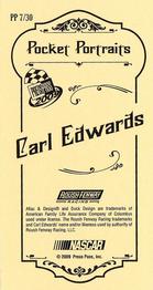 2009 Press Pass - Pocket Portraits #PP 7 Carl Edwards Back