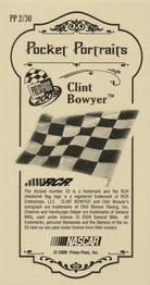 2009 Press Pass - Pocket Portraits Checkered Flag #PP 2 Clint Bowyer Back