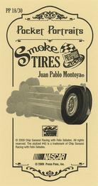 2009 Press Pass - Pocket Portraits Smoke Tires #PP 18 Juan Pablo Montoya Back